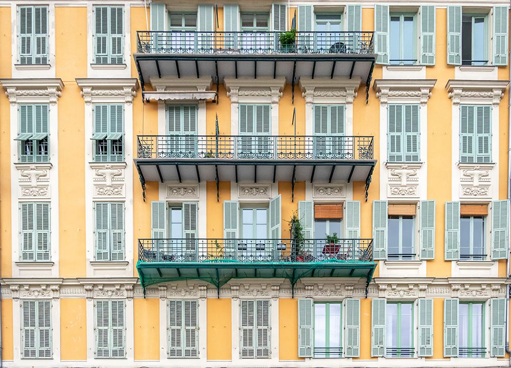 Nice French Riviera Yellow Facade Iron Balconies art print by Richard Silver for $57.95 CAD