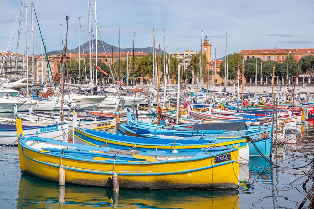 Port Lympia Nice Boats with Church Tower art print by Richard Silver for $57.95 CAD
