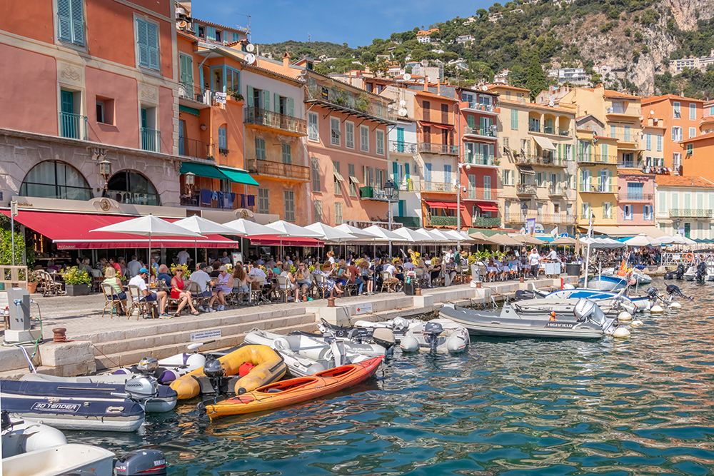 Villefranche sur Mer French Riviera Harborfront Cafes art print by Richard Silver for $57.95 CAD
