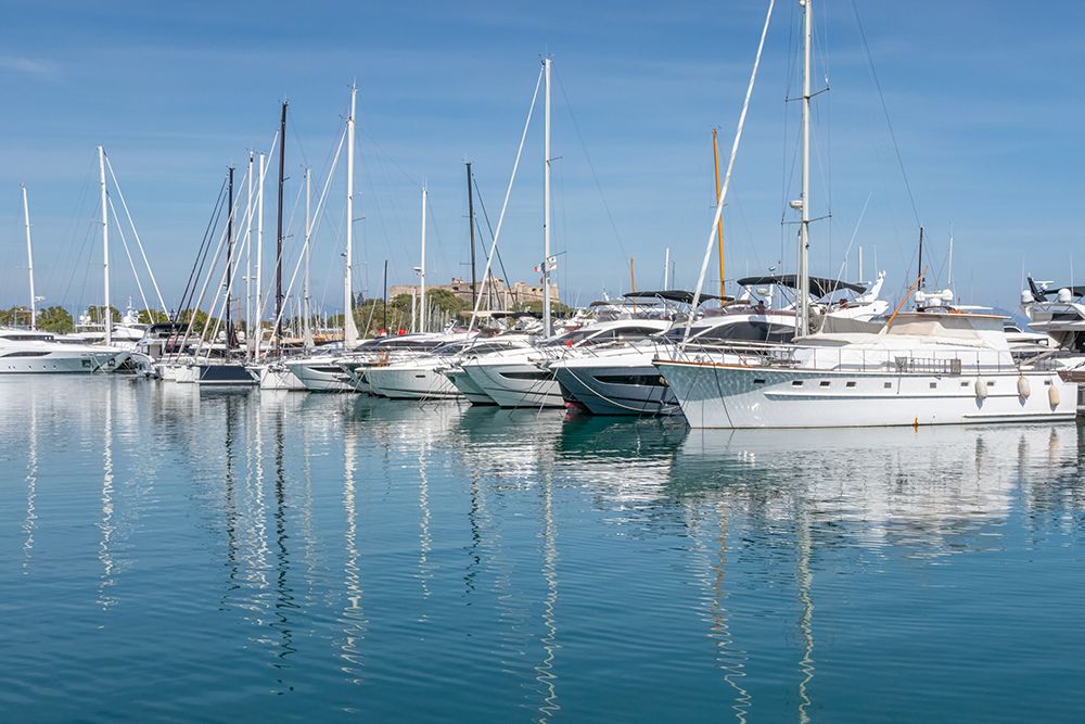 French Riviera Marina Sailboats Wide View art print by Richard Silver for $57.95 CAD