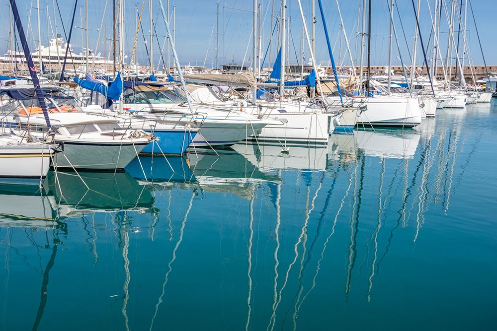 French Riviera Marina Mast Reflections art print by Richard Silver for $57.95 CAD
