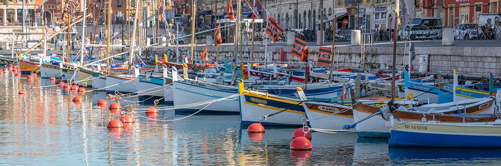 Nice French Riviera Harbor Colorful Boats Red Buoys art print by Richard Silver for $57.95 CAD