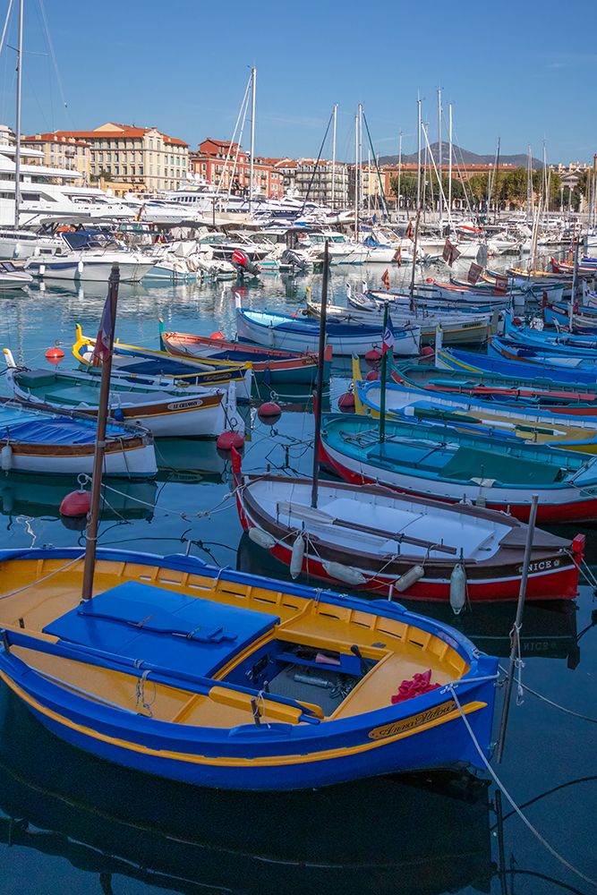 Port Lympia Nice Yellow and Blue Boat art print by Richard Silver for $57.95 CAD