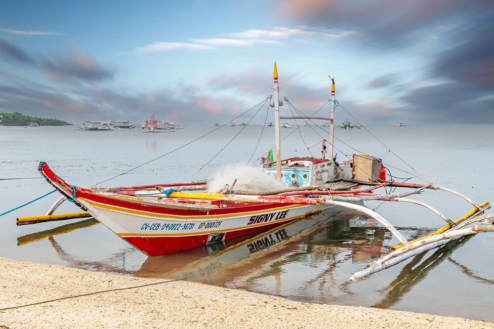 Colorful Bangka Boat Moored at Dock, Philippines art print by Richard Silver for $57.95 CAD
