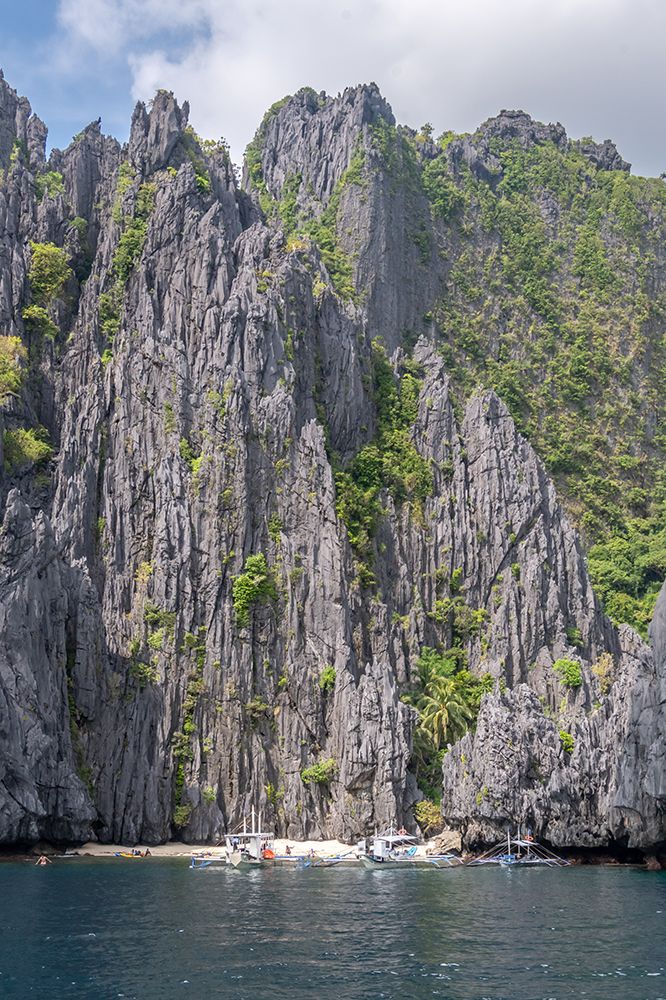 Towering Limestone Cliffs with Boats, El Nido, Palawan, Philippines art print by Richard Silver for $57.95 CAD