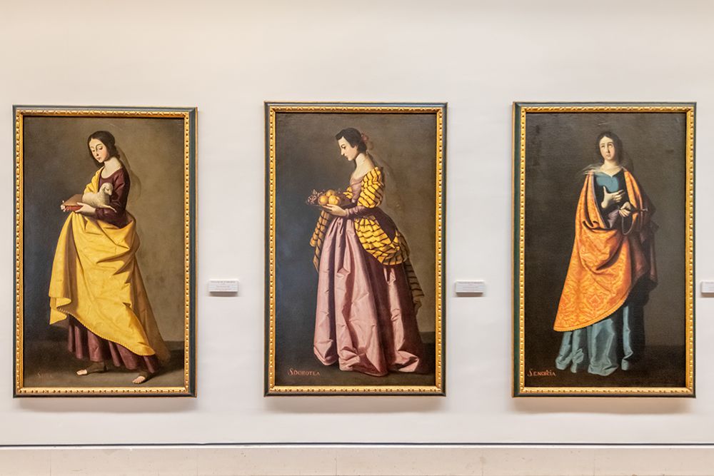Classical Portrait Paintings in Museum Gallery, Seville, Spain art print by Richard Silver for $57.95 CAD