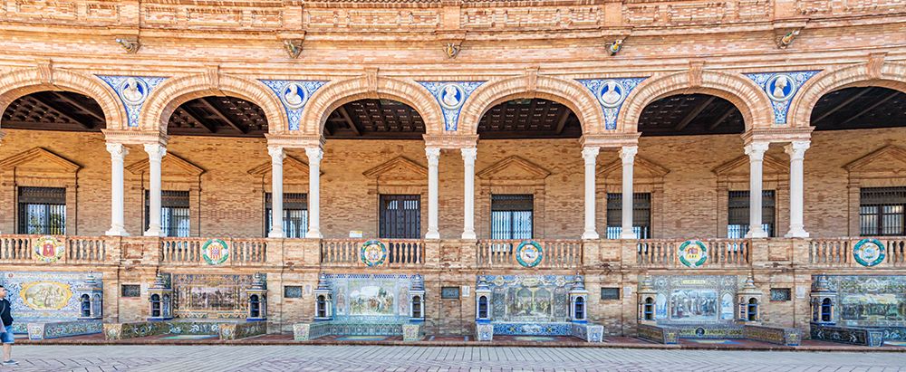 Plaza de Espana Tiled Arcade Facade, Seville, Spain art print by Richard Silver for $57.95 CAD