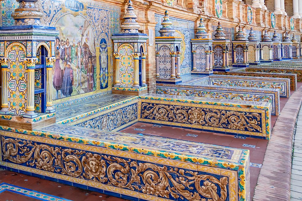 Plaza de Espana Province Tile Alcoves, Seville, Spain art print by Richard Silver for $57.95 CAD