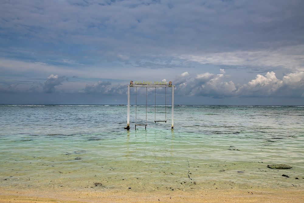 Wooden Swing in Shallow Turquoise Water, Gili Islands, Indonesia art print by Richard Silver for $57.95 CAD