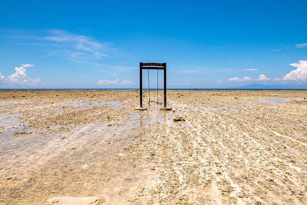 Swing on Exposed Sand Flat at Low Tide, Gili Islands, Indonesia art print by Richard Silver for $57.95 CAD