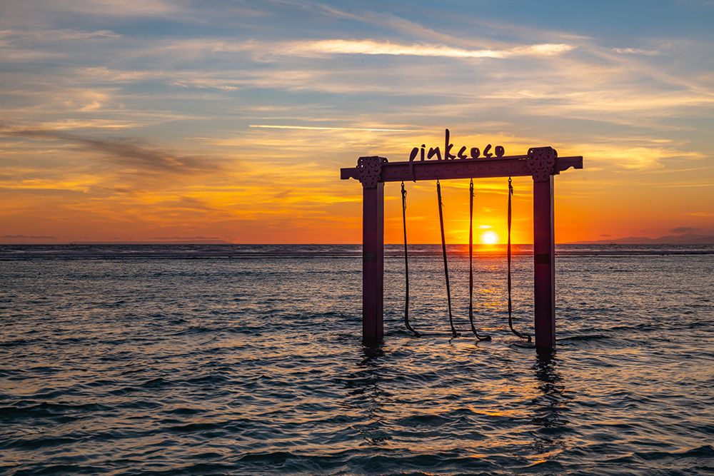 Ocean Swing Silhouette at Golden Sunset, Gili Islands, Indonesia art print by Richard Silver for $57.95 CAD