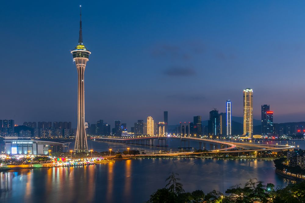 Macau Tower and City Skyline at Night, Macau art print by Richard Silver for $57.95 CAD