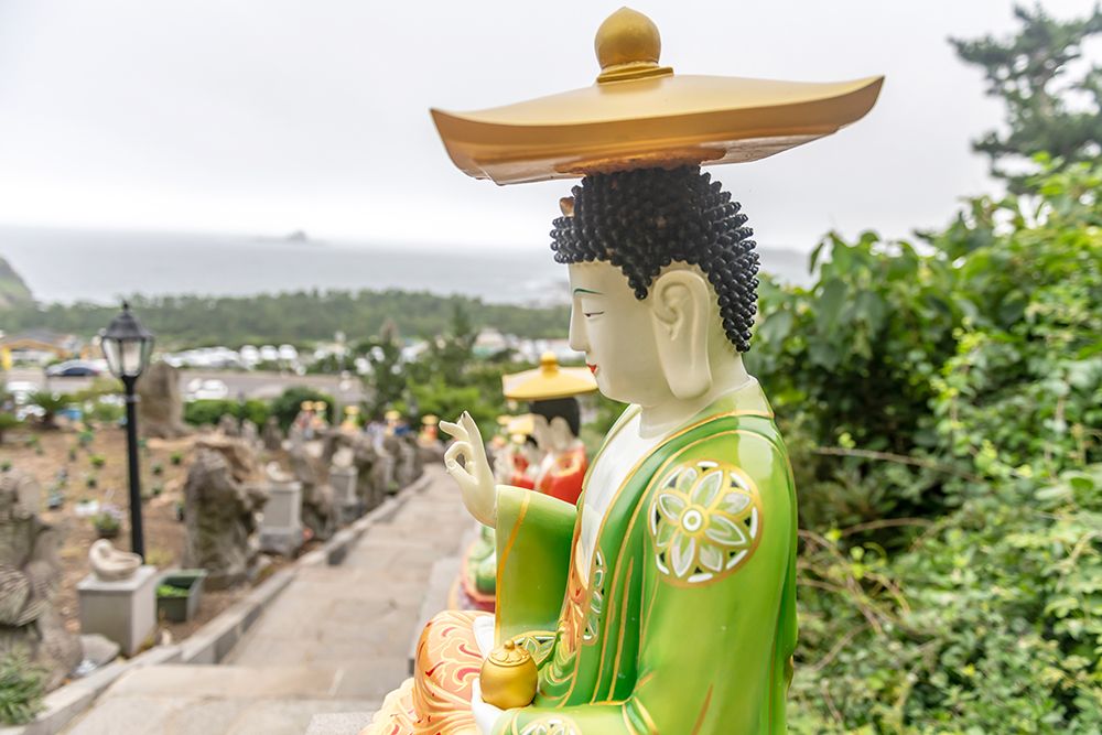 Green Jade Buddha Statue at Temple, Jeju Island, South Korea art print by Richard Silver for $57.95 CAD