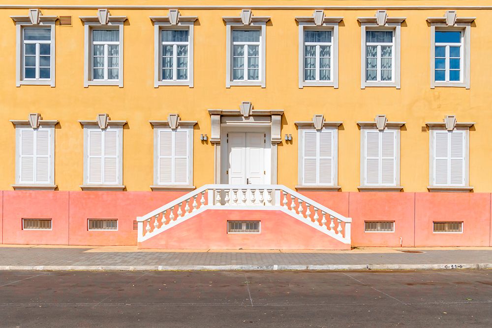 Colorful Colonial Building with Curved Staircase art print by Richard Silver for $57.95 CAD
