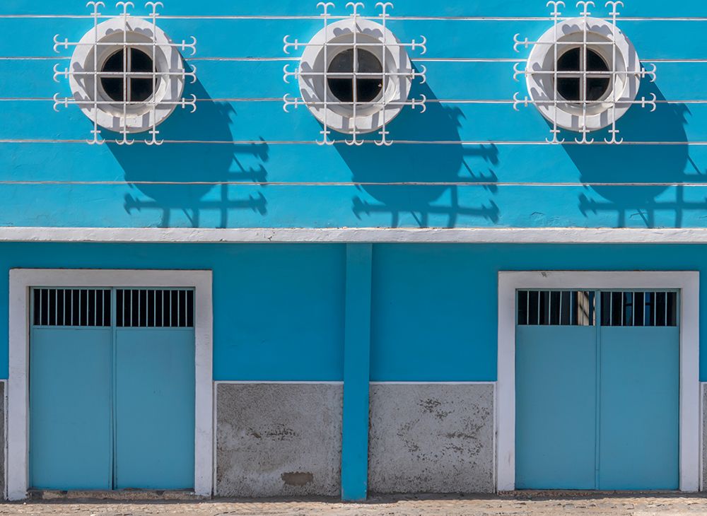 Blue Colonial Facade with Porthole Windows and Doors art print by Richard Silver for $57.95 CAD