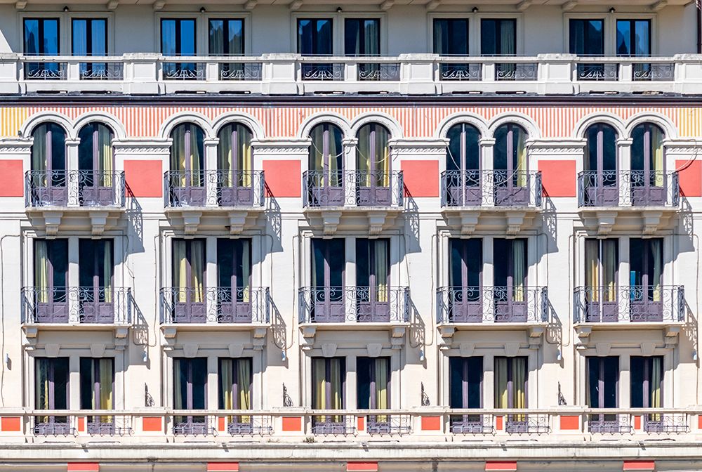 Elegant Arched Balcony Facade on Historic Building art print by Richard Silver for $57.95 CAD