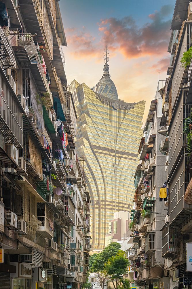 Grand Lisboa Casino Seen Through Old Macau Alley, Macau art print by Richard Silver for $57.95 CAD
