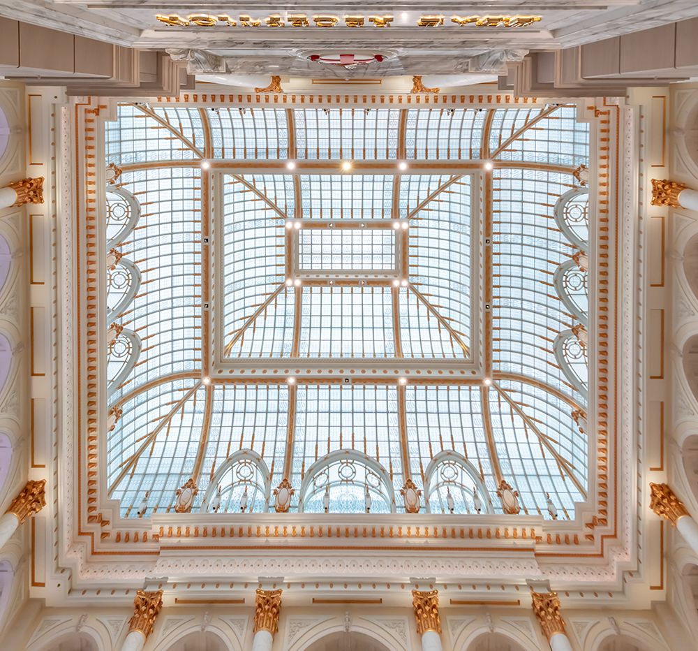 Glass Skylight Ceiling with Gold Trim, Macau art print by Richard Silver for $57.95 CAD