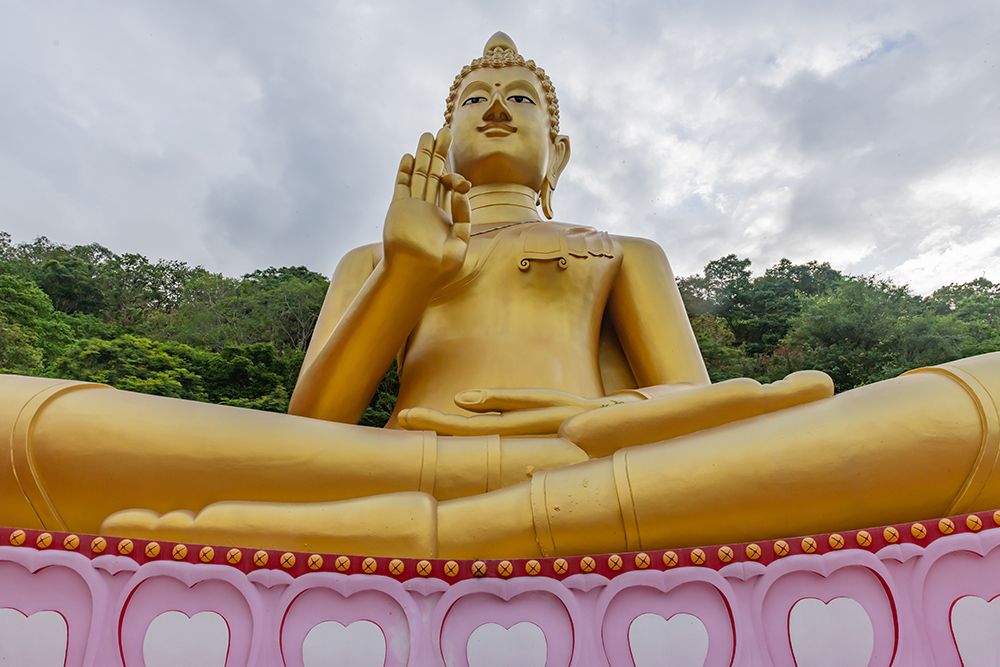 Golden Seated Buddha Statue, Phuket, Thailand art print by Richard Silver for $57.95 CAD