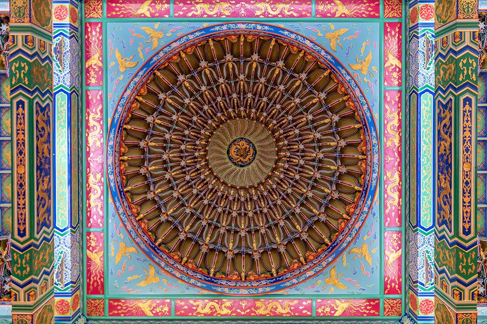 Colorful Mandala Temple Ceiling, Phuket, Thailand art print by Richard Silver for $57.95 CAD