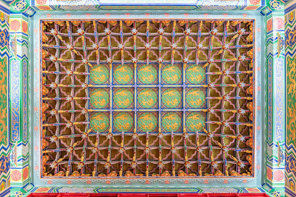 Ornate Woven Pattern Temple Ceiling, Phuket, Thailand art print by Richard Silver for $57.95 CAD