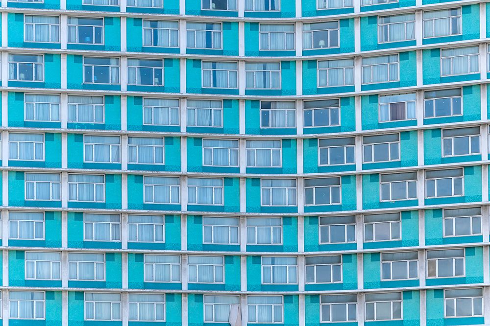 Teal Apartment Building Facade with Balconies art print by Richard Silver for $57.95 CAD