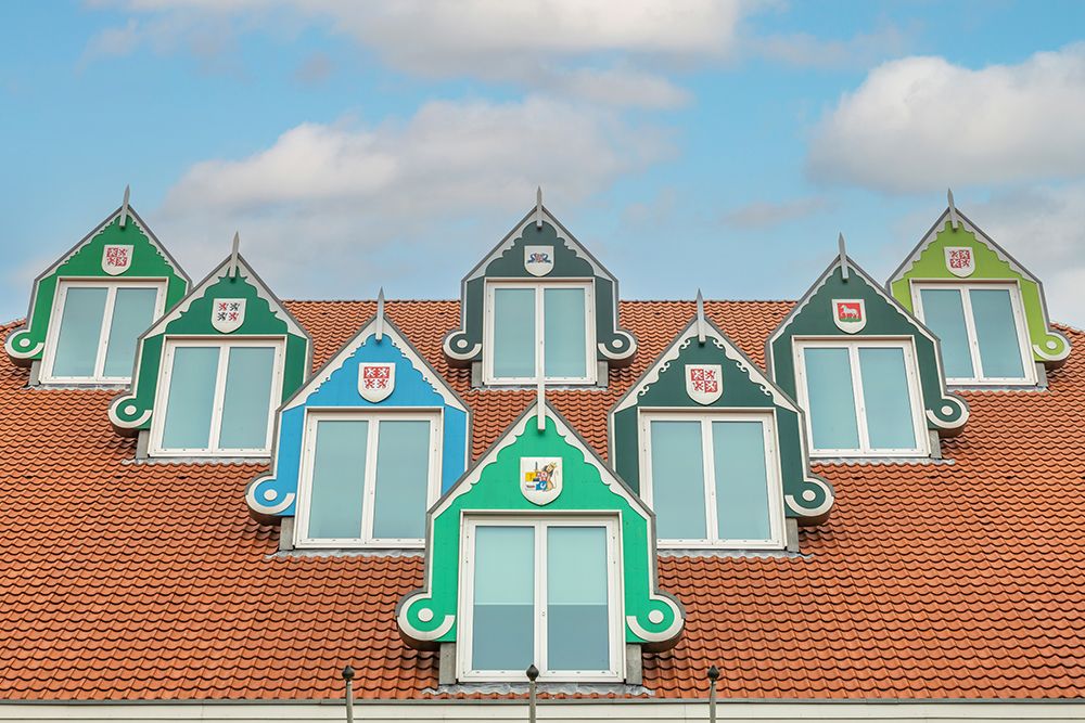 Colorful Dutch Gabled Rooftop Windows, Zaandam, Netherlands art print by Richard Silver for $57.95 CAD