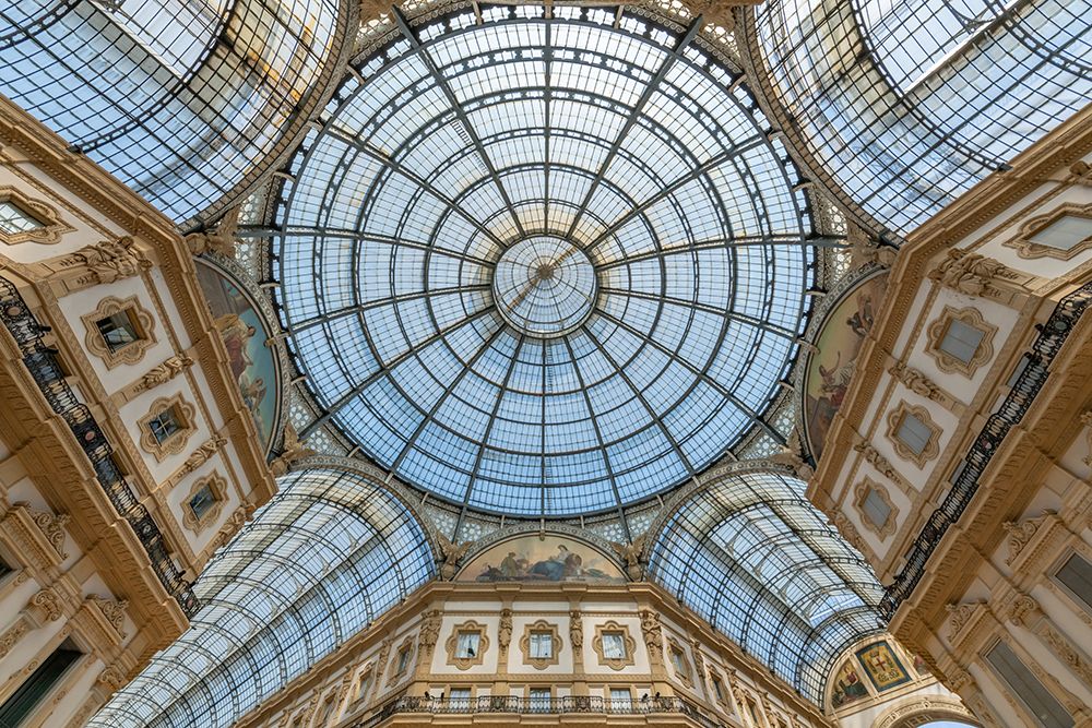 Glass and Iron Dome Interior, Galleria Vittorio Emanuele II, Milan, Italy art print by Richard Silver for $57.95 CAD