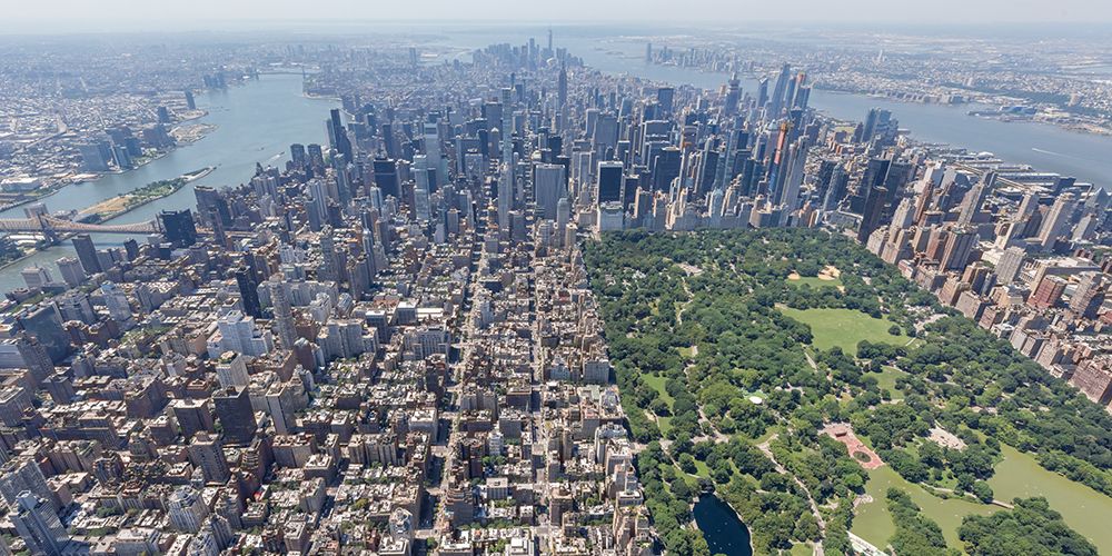 Aerial Panoramic View of Manhattan and Central Park, New York City art print by Richard Silver for $57.95 CAD