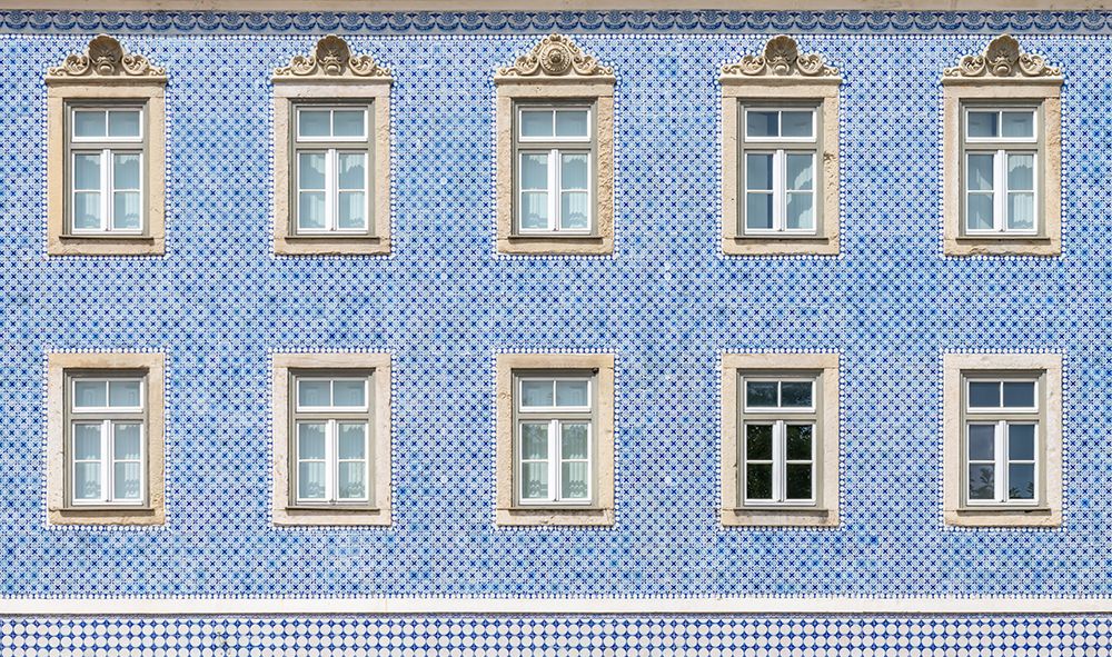 Blue and White Tiled Facade, Lisbon, Portugal art print by Richard Silver for $57.95 CAD