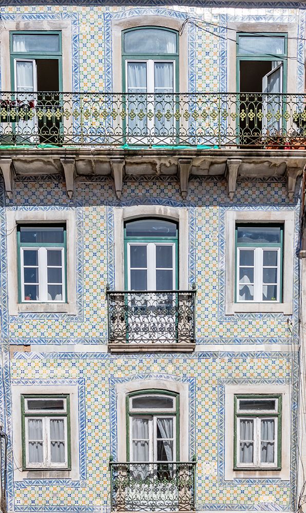 Tiled Facade with Iron Balconies, Lisbon, Portugal art print by Richard Silver for $57.95 CAD