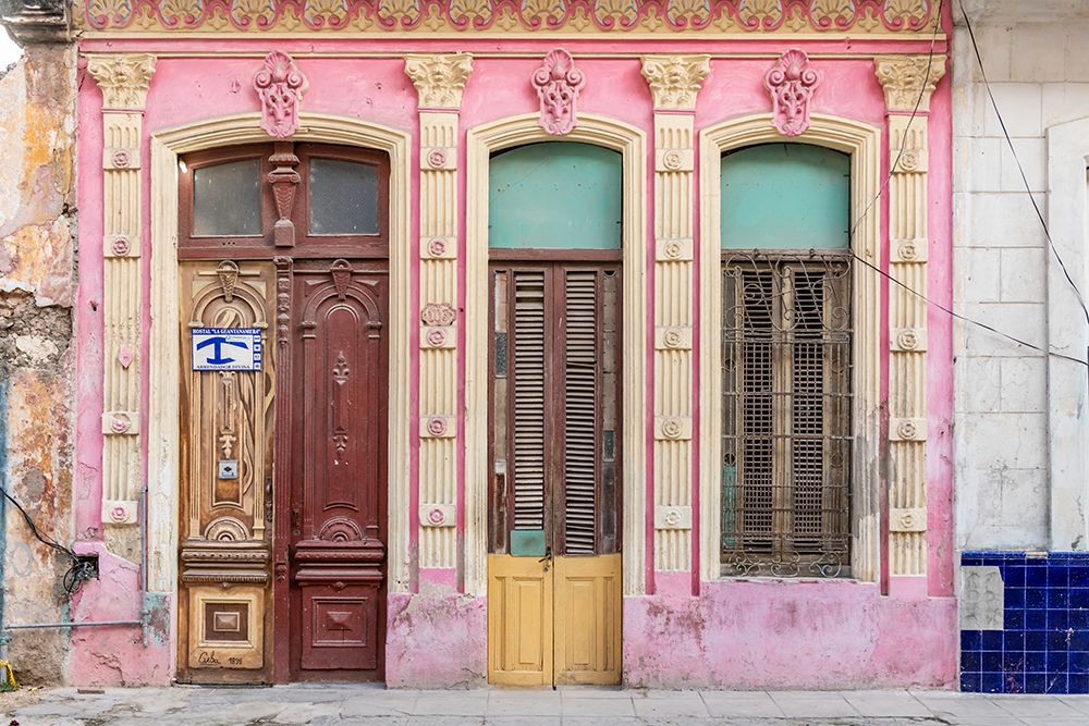Weathered Pink Colonial Facade, Havana, Cuba art print by Richard Silver for $57.95 CAD