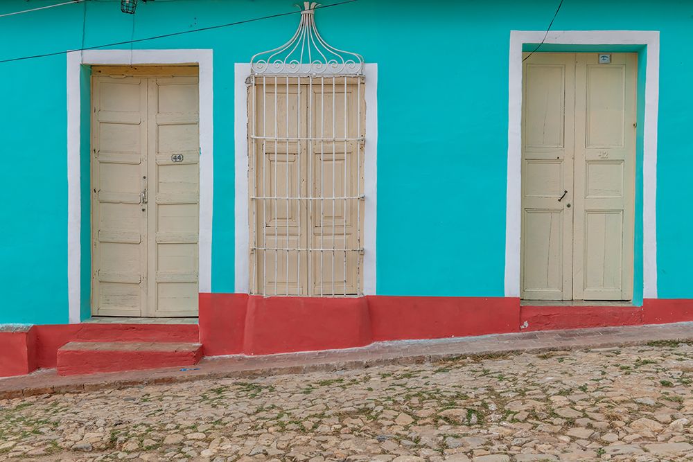 Turquoise Facade on Cobblestone Street, Trinidad, Cuba art print by Richard Silver for $57.95 CAD
