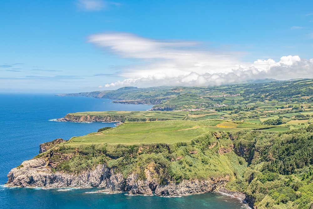 Aerial View of Rugged Coastline, Azores, Portugal art print by Richard Silver for $57.95 CAD