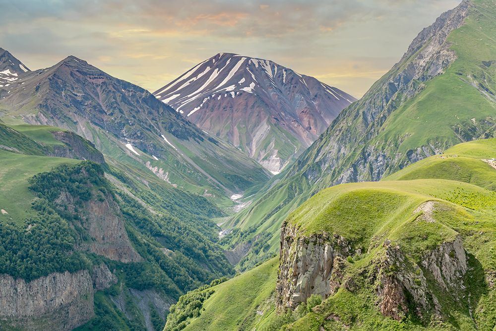 Caucasus Mountain Peaks and Valley, Georgia art print by Richard Silver for $57.95 CAD