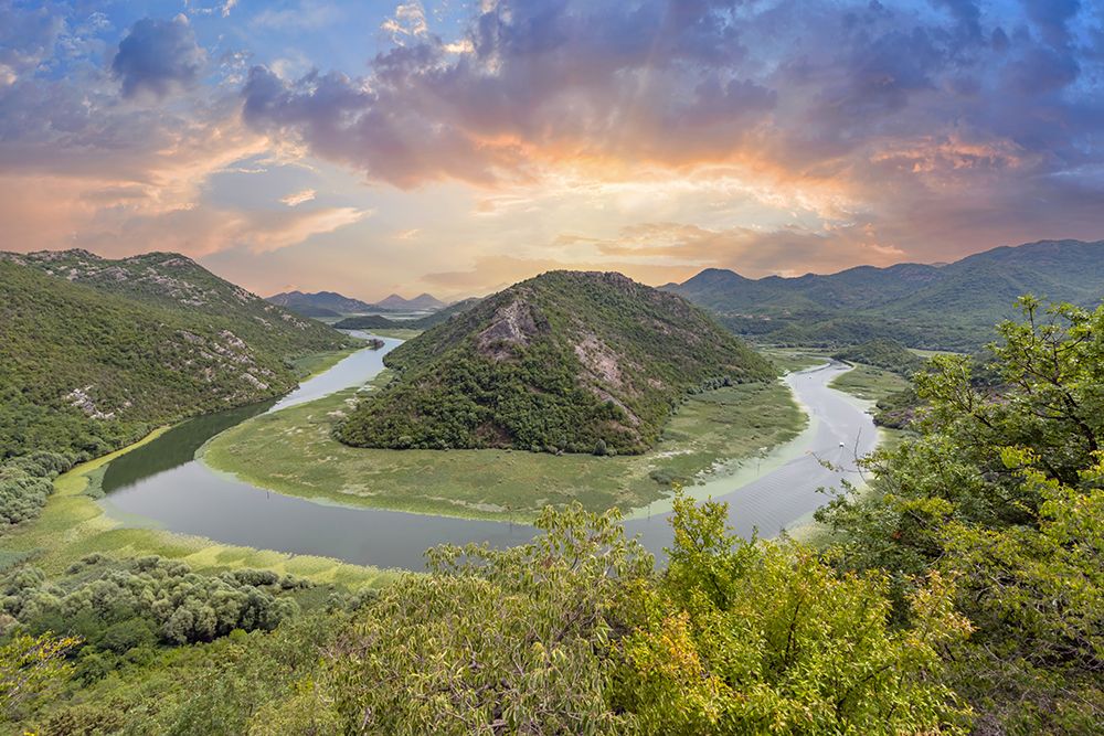 Rijeka Crnojevica River Bend at Sunset, Lake Skadar, Montenegro art print by Richard Silver for $57.95 CAD