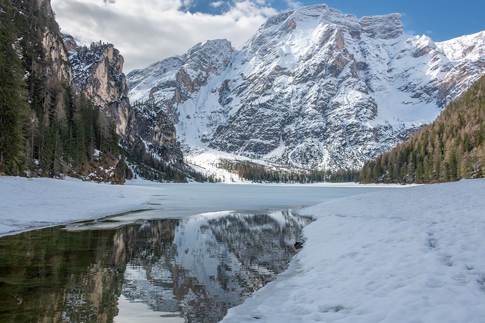 Lago di Braies in Winter, Dolomites, Italy art print by Richard Silver for $57.95 CAD