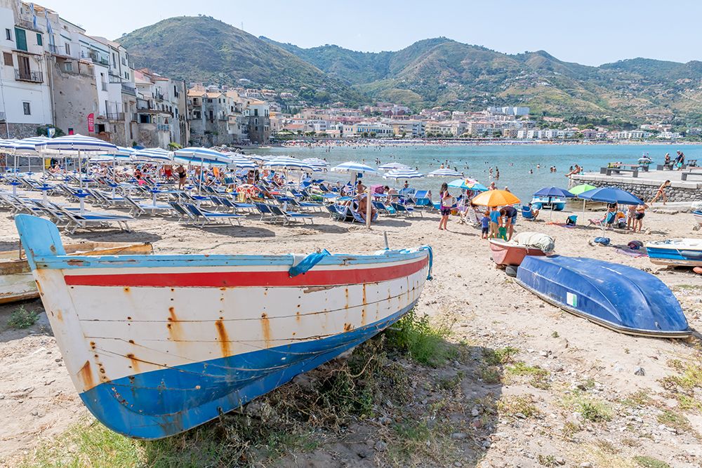 Fishing Boats on Beach, Cefalu, Sicily, Italy art print by Richard Silver for $57.95 CAD