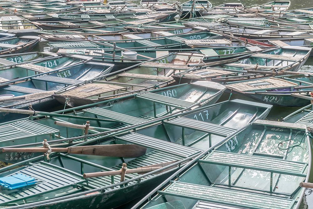 Rows of Wooden Tour Boats, Tam Coc, Vietnam art print by Richard Silver for $57.95 CAD