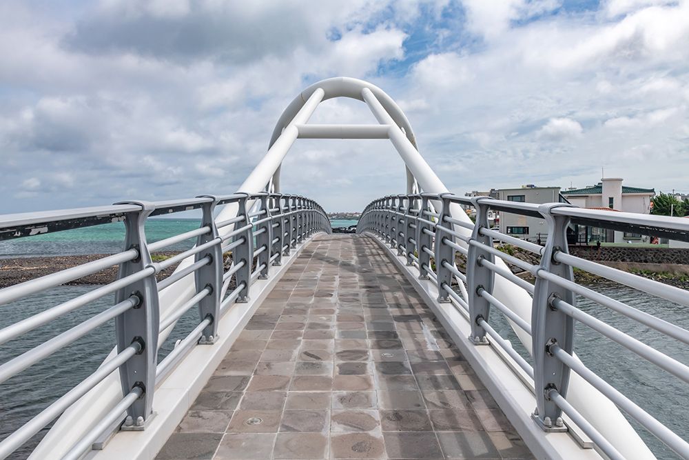 Modern Arched Pedestrian Bridge Over Water, Taiwan art print by Richard Silver for $57.95 CAD