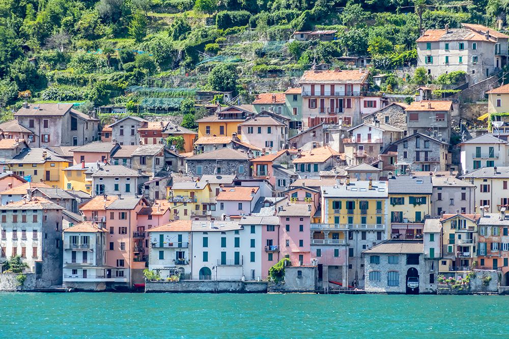 Colorful Lakeside Village, Lake Como, Italy art print by Richard Silver for $57.95 CAD