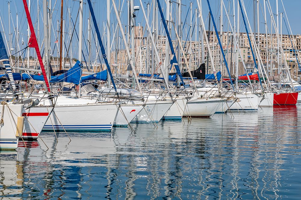 Sailboats Moored at Vieux-Port, Marseille, France art print by Richard Silver for $57.95 CAD