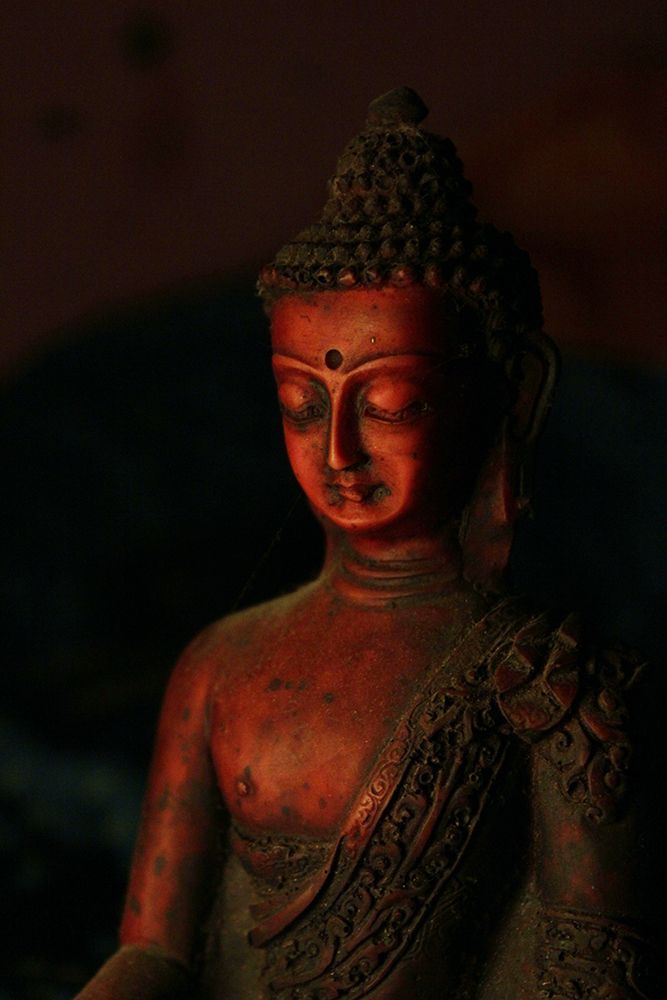 Antique Gold and Red Buddha Statue I art print by Artographie for $57.95 CAD