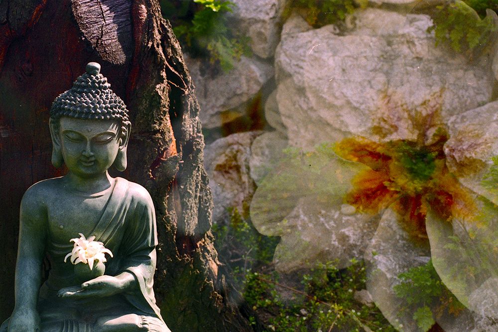 Green Buddha Statue with Flower art print by Artographie for $57.95 CAD