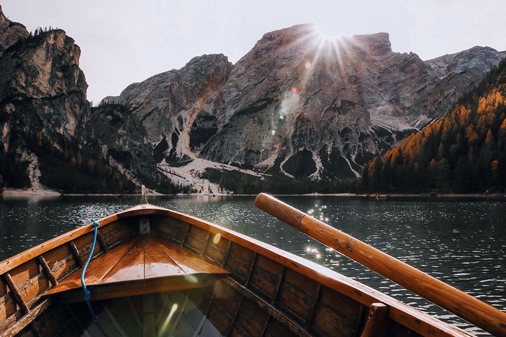 Mountain Lake Boat art print by Artographie for $57.95 CAD