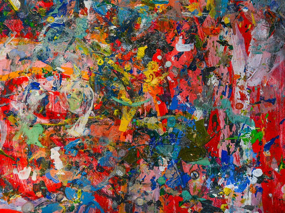 Red Messy Abstract art print by Artographie for $57.95 CAD