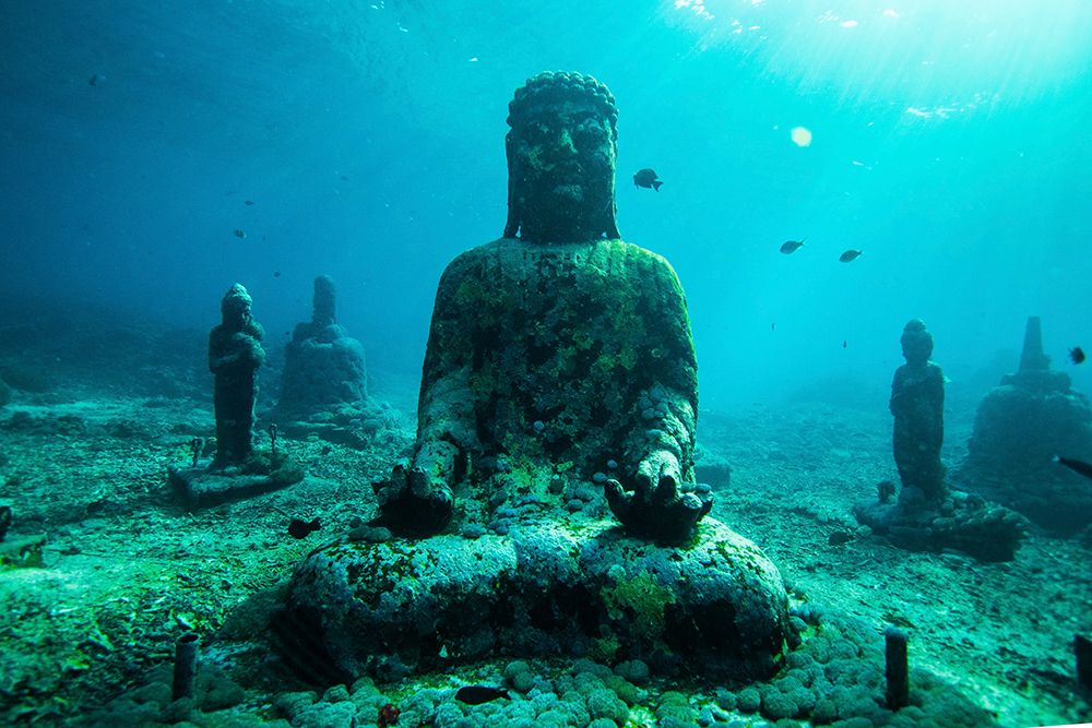 Underwater Buddha ruins in Nusa Lambongan Island, Indonesia art print by Artographie for $57.95 CAD