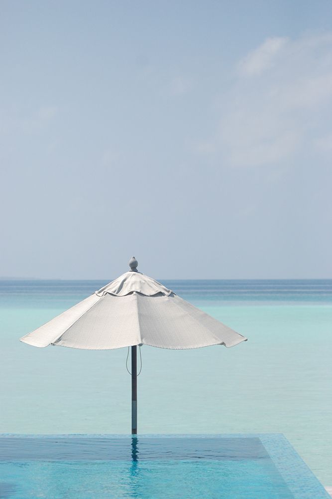 White Beach Umbrella art print by Artographie for $57.95 CAD