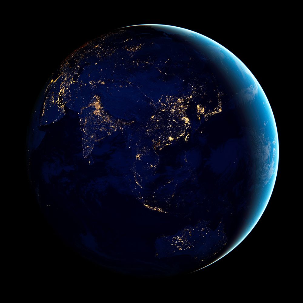 Asia and Australia at Night art print by Artographie for $57.95 CAD