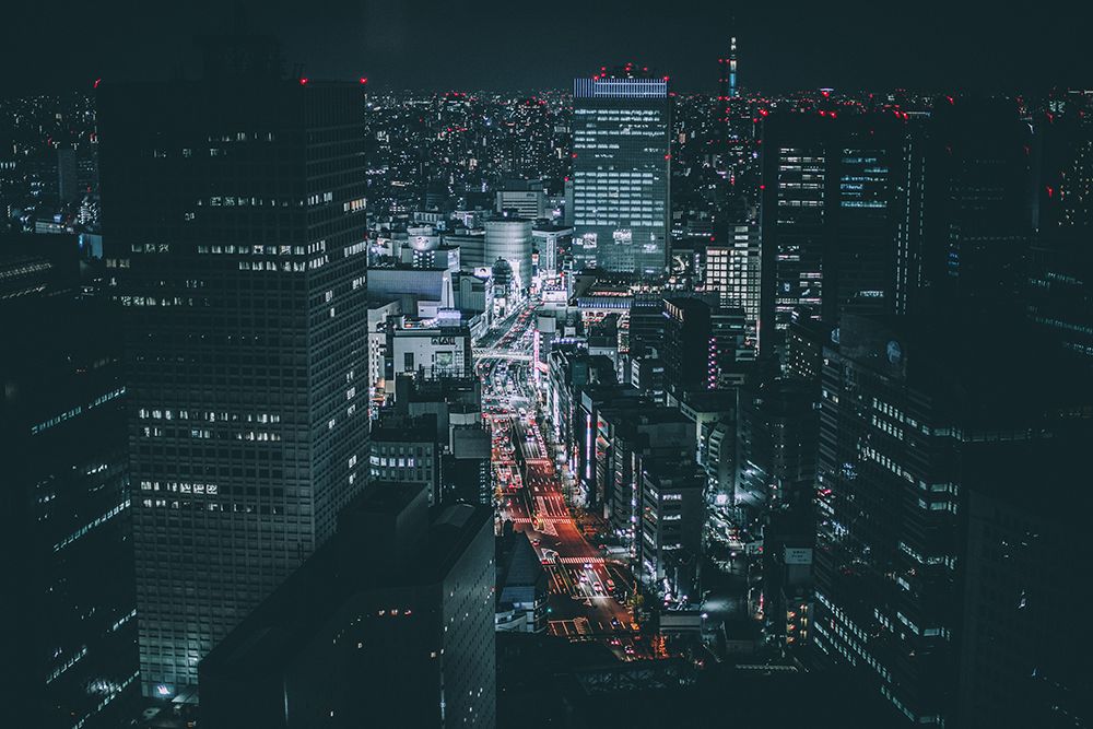 Cityscape Night View of Tokyo, Japan art print by Artographie for $57.95 CAD